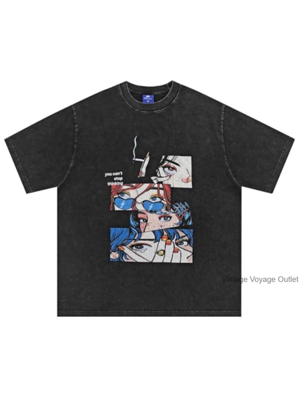 Vintage Graphic Oversized Cotton T-Shirt Crew Neck Streetwear Aesthetic Unisex